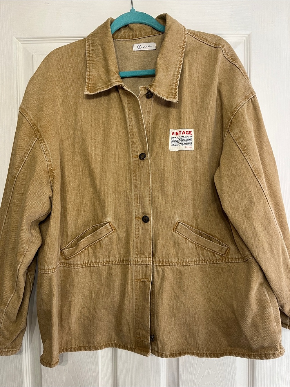 Cicy Bell Women's Vintage-Inspired Tan Workwear Jacket